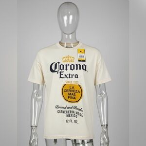 Corona Extra Beer T-Shirt Mens XL Cream Beige La Cerveza Mas Fina NEW WITH TAGS
